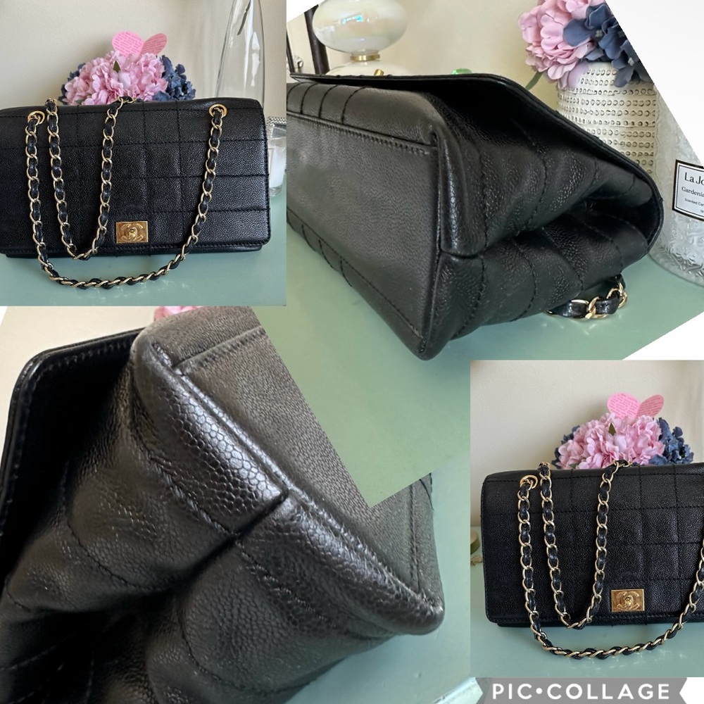 Chanel CC Chocolate Bar Caviar Leather Chain Shoulder bag w/ COA - Picture 9 of 17